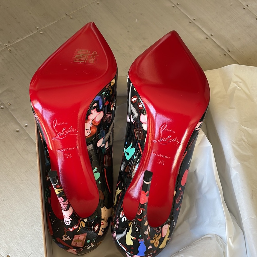 christian louboutin hot chick black patent poupee stiletto 100mm sz 38 - Picture 8 of 9